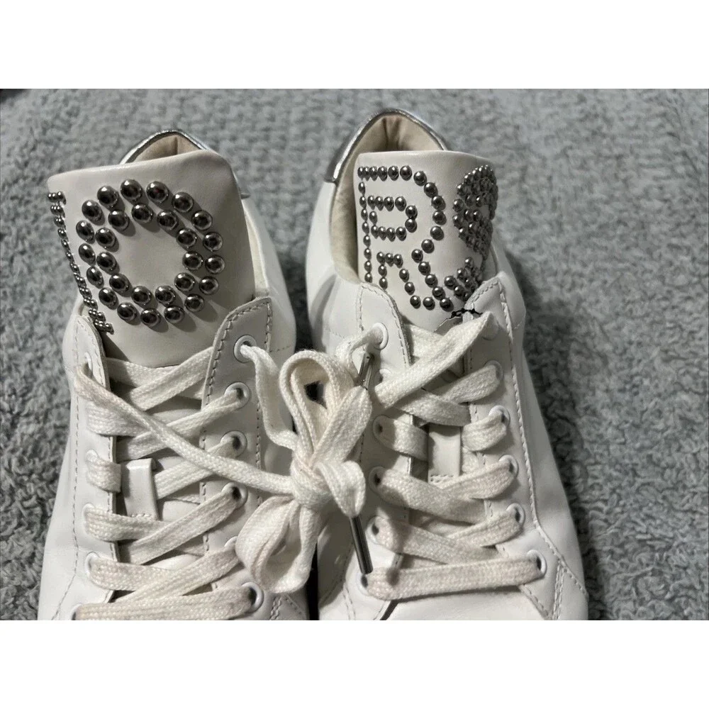 Michael Kors white leather sneakers size 10 fashion studded
